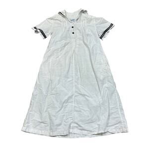 Vintage 70s 80s Sangam Imports Cotton Sailor Babydoll Maxi Dress Women's Medium